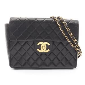 Chanel Matelasse Single Flap Shoulder Bag Lambskin Leather Black